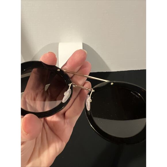 Prada Round Sunglasses Black Oversized Italy Designer SPR15S Read